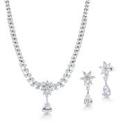 Teardrop CZ Wedding Necklace Set -16 Inch, Marquise Necklace Set, Pear Shape Necklace, Brass Necklace, Marquise Cz Necklace Set