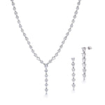 Load image into Gallery viewer, Elegant Teardrop CZ Wedding Earring Necklace Set -15 Inch, Pear Shaped  CZ Earring Necklace Set,  Bass Teardrop Cz Bridal Jewelry Set
