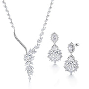 Marquise Flower Design Necklace Set- 16 Inch Length, Cz Necklace Set, Bridal Necklace Set, Brass Wedding Necklace Set, Multi Shape Necklace