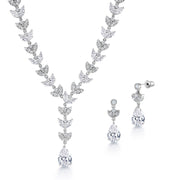 Multi Shape CZ Wedding Necklace Set- 16 Inch Length, Teardrop CZ Wedding Jewelry Set, Brass Necklace Set, Elegant Wedding Necklace Set