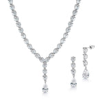 Load image into Gallery viewer, Elegant Teardrop And Marquise CZ Necklace Set - 19 Inch Length, Multi Shape Cz Jewelry Set, Teardrop CZ Jewerly  Set, Brass Necklace Set
