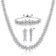 Marquise CZ Wedding Set- 15 Inch Length, Bridal Jewelry Set,  Brass Wedding Jewelry Set, Multi Shape Cz Necklace set, Cz Necklace Set