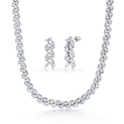 Marquise and Teardrop CZ Wedding Necklace Set -15 Inch Length, Multi Shape Cz Bridal Jewelry Set, Wedding CZ Jewelry Set, Brass Jewelry Set