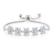 Round CZ Rhodium Plated Star Slider Tennis Bracelet--Extend Upto 9 Inches, Adjustable Star Tennis Bracelet, Best for Brides and Braidesmaid