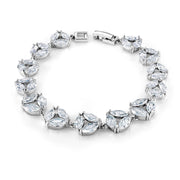 Marquise Cubic Zirconia Traingle Shape Rhodium Plated Statement Bracelet, Bridal Tennis Bracelet, Best Gift for Brides and Braidesmaid