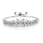 Load image into Gallery viewer, Marquise CZ Rhodium Plated Clover Tennis Bracelet--Extend Upto 9 Inches, Clover Marquise CZ Bracelet, Best Gift for Brides and Braidesmaid
