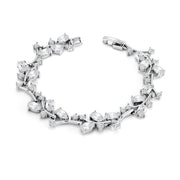 Wedding Oval Cut CZ Vintage Bracelet, Elegant Bridal CZ Bracelet, Leaf Style Party CZ Bracelet, Best Gift for Brides and Braidesmaid