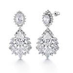 Load image into Gallery viewer, Wedding Multi Shape CZ Dangle Earrings, Teardrop Earrings, Push Back Drop Earrings, Flower Shape Cz Earrings, Halo Earrings, Dangle Earrings
