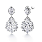 Wedding Multi Shape CZ Dangle Earrings, Teardrop Earrings, Push Back Drop Earrings, Flower Shape Cz Earrings, Halo Earrings, Dangle Earrings