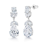 Load image into Gallery viewer, Multi Shape Cz Dangle Earrings, Bridal Teardrop Earrings, Wedding Pear Shape CZ Earrings, Marquise Earrings, Rodhium Plated Earrings
