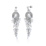 Load image into Gallery viewer, Victorian Style Lace Filigree Marquise CZ Vintage Earrings, Bridal Flower Earrings, Bridal CZ Earrings, Best for Brides and Braidesmaid
