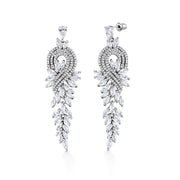 Victorian Style Lace Filigree Marquise CZ Vintage Earrings, Bridal Flower Earrings, Bridal CZ Earrings, Best for Brides and Braidesmaid