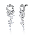 Load image into Gallery viewer, Wedding Teardrop Chandelier with Pear CZ Circle Dangle Earrings, Wedding Chandelier  CZ Earrings, Best Earrings for Brides and Braidesmaid
