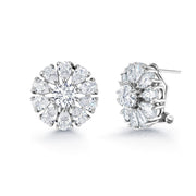 Flower Bridal Studs with Pear and Round CZ, Wedding Flower CZ Earrings, Bridal CZ Earrings- Best Earrings for Bride and Bridesmaid