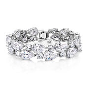 Teardrop Cubic Zirconia Rhodium Plated Double Line Tennis Bracelet, Eternity Tennis Bracelet, Best Gift for Brides and Braidesmaid, Bracelet