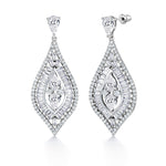 Load image into Gallery viewer, Teardrop CZ Leaf Style Dangle Earrings, Cz Dangle Earrings, Leaf Earrings, Multi Shape Cz Earrings, Bridal Earrings, Dangle Earrings
