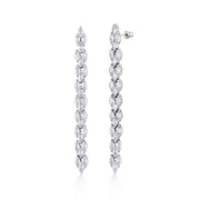 Marquise CZ Long Bridal Earrings, Long CZ Earrings, Tennis Earrings, Marquise Earrings, Long Dangle Earrings, Push Back Drop Earrings