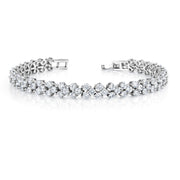 Round CZ Rhodium Plated 3 Line Eternity Tennis Bracelet, Tennis Bracelet, Bridal Tennis Bracelet, Best Gift for Brides and Braidesmaid