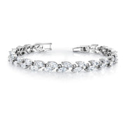 Marquise CZ Rhodium Plated Tennis Bracelet, Marquise Tennis Bracelet, Marquise Bracelet, Tennis Bracelet, Best for Brides and Braidesmaid