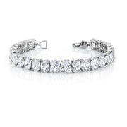 8mm Oval CZ Rhodium Plated Tennis Bracelet, Oval Tennis Bracelet, Bridal Oval Tennis Bracelet, Oval Cz Bracelet, Cz Bracelet, Cz Jewelry