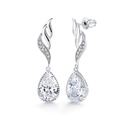 Tear Drop AAA Cubic Zirconia Rhodium Plated Silver Tone Earrings, Tear Drop CZ Dangle Earrings, Drop Earrings, Water Drop Earrings
