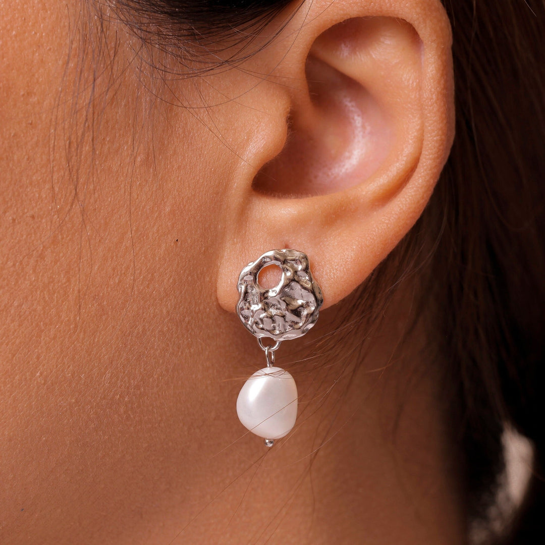 925 Sterling Silver Freshwater Pearl Earrings, Dangle Earrings, Dangle Pearl Earrings, Baroque Earrings, Silver Pearl Earrings