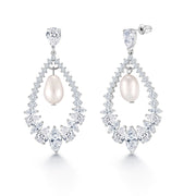 Pearl and Marquise AAA Cubic Zirconia Dangle Earrings, Multi Shape Cz  Earrings, Cz Earrings, Cz Dangle Earrings, Push Back Drop Earrings