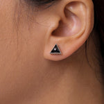 Load image into Gallery viewer, 925 Sterling Silver Triangle Navy Blue Stone Studs, Triangle Studs, Triangle Navy Blue Stone Studs, Oxidize Studs, Twinkle Stone Studs

