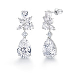 Load image into Gallery viewer, Pear Shape Bridal CZ Dangle Earrings, Wedding Teardrop CZ Earrings, Teardrop Bridal Earrings, Best Earrings for Brides and Braidesmaids
