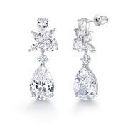 Pear Shape Bridal CZ Dangle Earrings, Wedding Teardrop CZ Earrings, Teardrop Bridal Earrings, Best Earrings for Brides and Braidesmaids