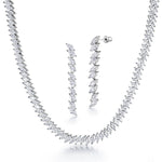 Load image into Gallery viewer, Elegant Marquise CZ Long Tennis Earring Necklace Wedding Set - 16 Inch, Marquise Jewerly Set,  Marquise Tennis Bridal Jewelry Set
