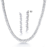 Elegant Marquise CZ Long Tennis Earring Necklace Wedding Set - 16 Inch, Marquise Jewerly Set,  Marquise Tennis Bridal Jewelry Set