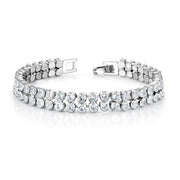 4mm Round CZ Rhodium Plated Bezel Two Line Tennis Bracelet, Tennis Bracelet, Bridal Tennis Bracelet, Cz Two Line Bracelet, Cz Bracelet