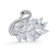 Marquise AAA Cubic Zirconia Swan Rhodium Plated Brooch Pins