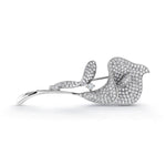 Load image into Gallery viewer, Lily Flower Rhodium Plated AAA Cubic Zirconia Brooch Pins, Flower Brooch, Cubic Zirconia Brooch, Cz Pave Brooch
