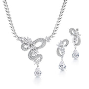 Teardrop and Marquise Cz Flower Style Necklace Set, Bridal Necklace Set, Marquise Necklace Set, Wedding Necklace Set, Brass Cz Necklace Set