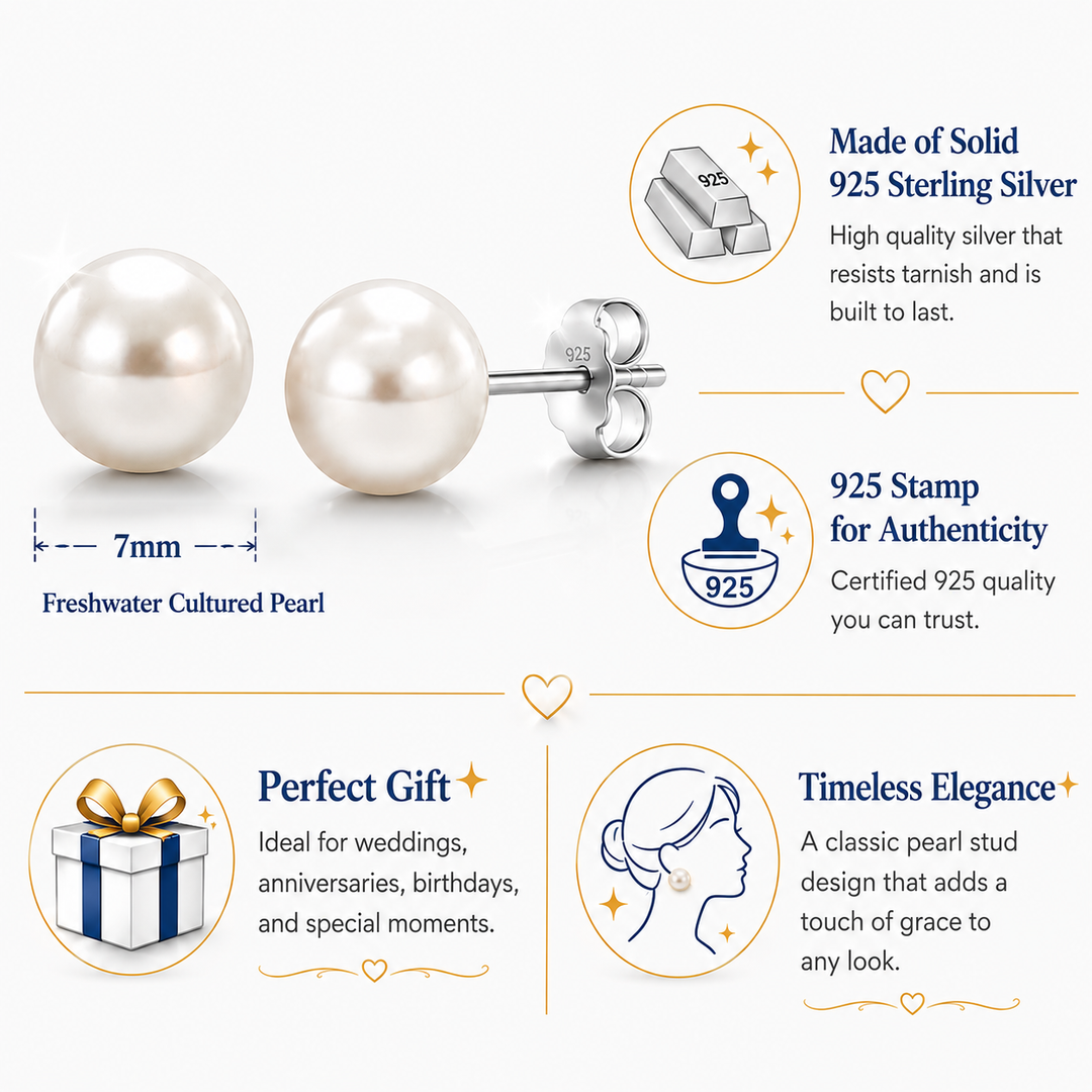 925 Freshwater Pearl Studs Earrings, Silver Pearl Studs, Pearl Jewelry, June Birthstone, Pearl Bridesmaid Jewelry, Pearl Wedding Earrings