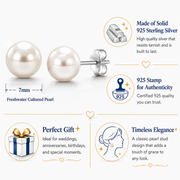 925 Freshwater Pearl Studs Earrings, Silver Pearl Studs, Pearl Jewelry, June Birthstone, Pearl Bridesmaid Jewelry, Pearl Wedding Earrings