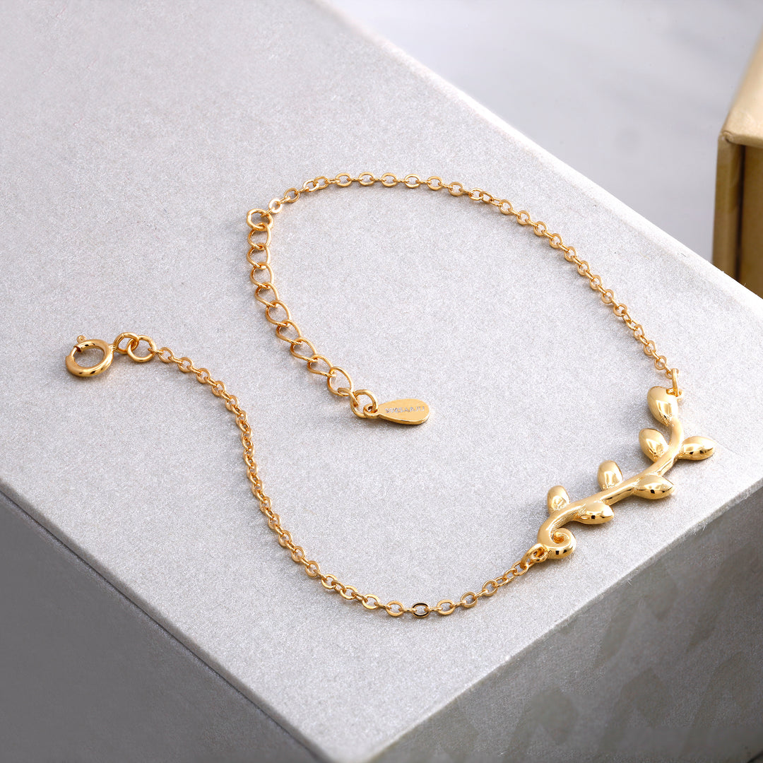 925 Sterling Silver Olive Leaf Bracelet, Olive Leaf Bracelet Gold, Gold Plated Olive leaf Bracelet, Adjustable Leaf Bracelet, Olive Leaf Bracelet