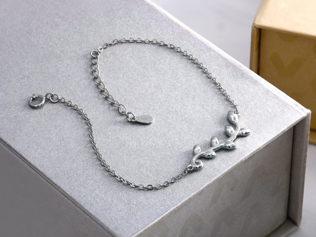 925 Sterling Silver Olive Leaf Bracelet, Olive Leaf Bracelet Gold, Gold Plated Olive leaf Bracelet, Adjustable Leaf Bracelet, Olive Leaf Bracelet