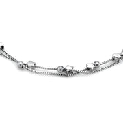 925 Sterling Silver Star Adjustable Ball Bracelet, Silver Star Jewelry, Double Strand Star Bracelet, Tiny Star Double Strand Bracelet, For Her Love You Gifts