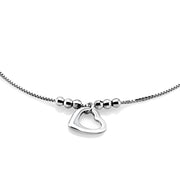 925 Sterling Silver Heart Charm Anklet, Heart Bracelet, Heart Charm Box Chain Bracelet, Heart Tifanny Style Bracelet, Heart Jewelry