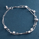 Load image into Gallery viewer, 925 Sterling Silver Double Strand Cubes Bracelet, Silver Cubes Jewelry, Double Strand Cubes Bracelet, Tiny Cubes Double Strand Bracelet
