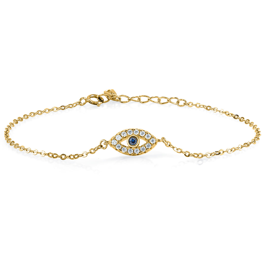 925 Sterling Silver Evil Eye Adjustable Bracelet, Eveil Eye Bracelet, Cz Eveil Eye Bracelet, Created Sapphire Cz Eveil Eye Bracelet, Dainty Bracelet