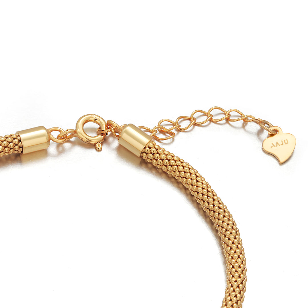 925 Sterling Silver With Gold Plated Chain Bracelet, Silver Mesh Bracelet, Adjustable Bracelet, Perfect Gift For Any Occasion,