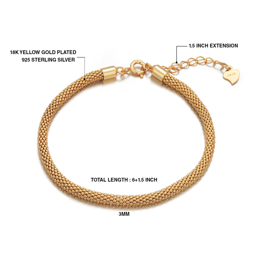 925 Sterling Silver With Gold Plated Chain Bracelet, Silver Mesh Bracelet, Adjustable Bracelet, Perfect Gift For Any Occasion,