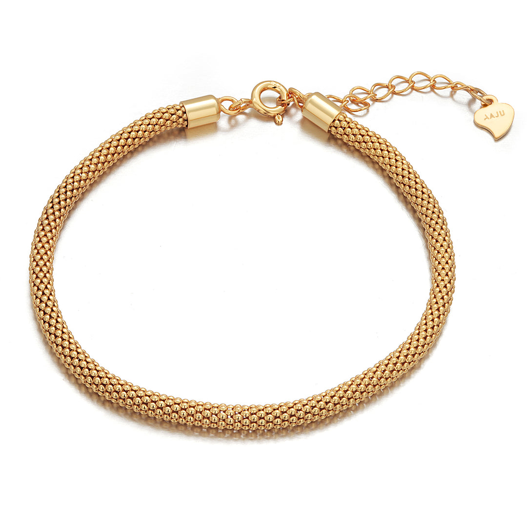 925 Sterling Silver With Gold Plated Chain Bracelet, Silver Mesh Bracelet, Adjustable Bracelet, Perfect Gift For Any Occasion,