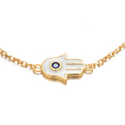 925 Sterling Silver With Gold Plated Hamsa Bracelet, Hamsa  Adjustable  Bracelet, Created Sapphire Hamsa Bracelet, Tiny Hamsa Bracelet