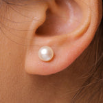 Load image into Gallery viewer, 925 Freshwater Pearl Studs Earrings, Silver Pearl Studs, Pearl Jewelry, June Birthstone, Pearl Bridesmaid Jewelry, Pearl Wedding Earrings
