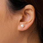 Load image into Gallery viewer, 925 Freshwater Pearl Studs Earrings, Silver Pearl Studs, Pearl Jewelry, June Birthstone, Pearl Bridesmaid Jewelry, Pearl Wedding Earrings
